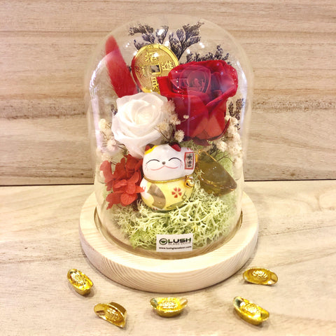 Huaty Eternal Rose Preserved Flower Glass Dome