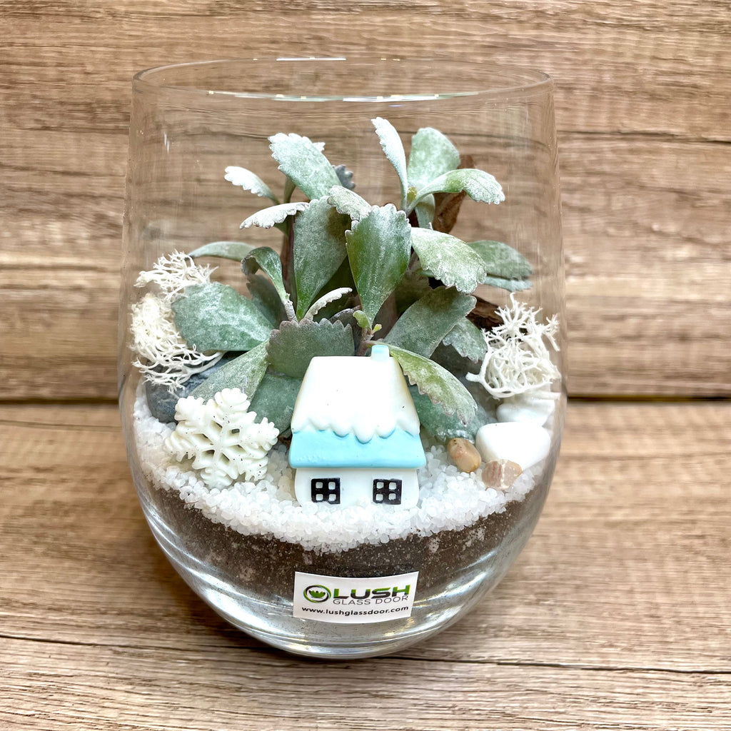 blue bunny succulent Xmas Bunny Succulent Terrarium Created by Lush Glass Door, Singapore's Terrarium One Stop Online Shop