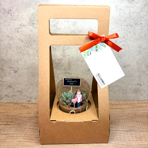 Mother's Day ~ Mini Succulents in Burlap with Gift Carrier