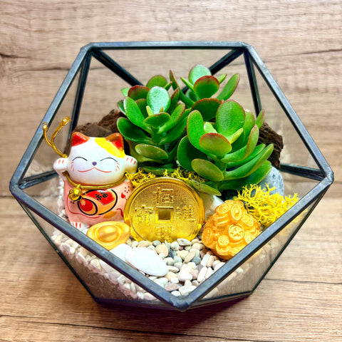 Jade Wealth Ball Shaped Geometric Terrarium (S)