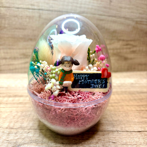 Mother's Day Eternal Bloom Preserved Rose/ Hydrangea Flower Egg Design B (L)