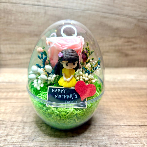 Mother's Day Eternal Bloom Preserved Rose/ Hydrangea Flower Egg Design A (L)