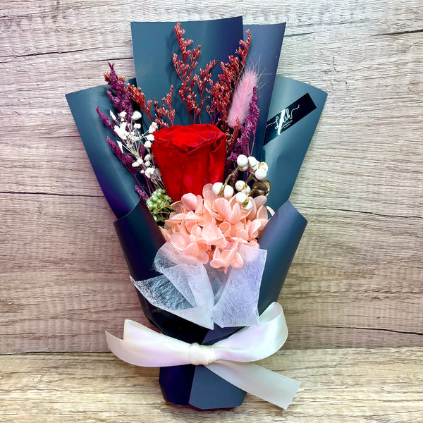 Scarlet Whisper Preserved Flower Single Red Rose Bouquet