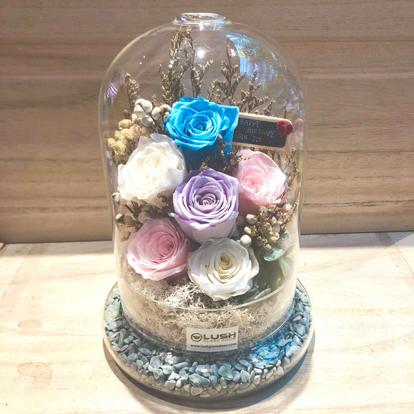 Couple Fun & Therapeutic Eternal Rose Preserved Flower Glass Dome (L) Workshop Package