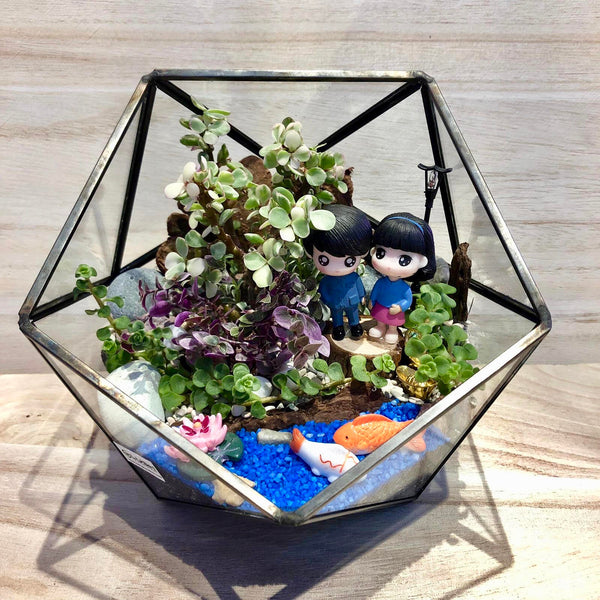 Customized Avneet Succulent Ball Shaped Geometric Terrarium by Lush Glass Door Singapore