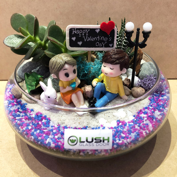 Customized The Day We Saw The Shooting Stars Themed Succulents Mid Range Terrarium by Lush Glass Door Singapore