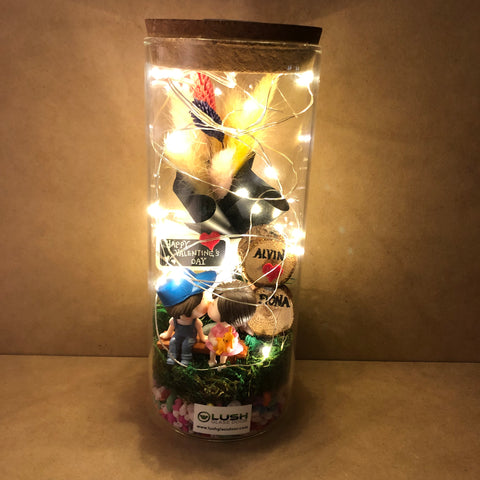 Customized Amanda Eternal Baby Breath Dried Flower Fairy Light Glass Jar by Lush Glass Door Singapore