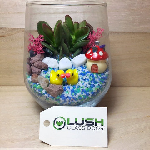 Customised Cute Duckling Themed Succulents Terrarium by Lush Glass Door Singapore