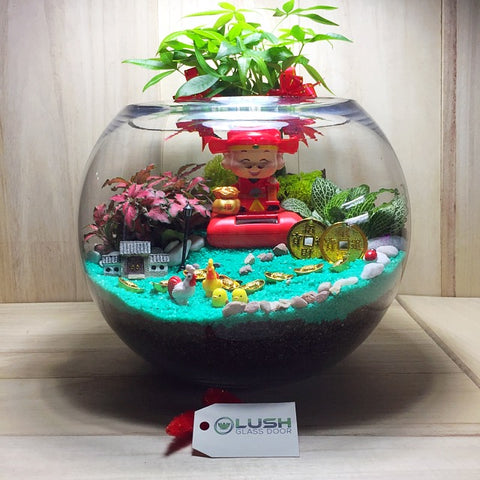 Customized Loris Auspicious CNY Terrarium by Lush Glass Door Singapore