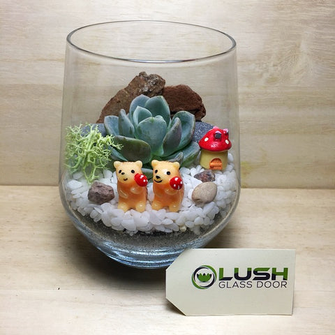 Customised Hedgehog In Love Themed Succulent Terrarium by Lush Glass Door Singapore