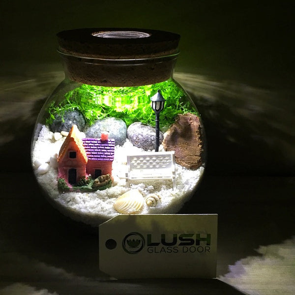 Customized By the Park Themed Moss Terrarium with Light by Lush Glass Door Singapore
