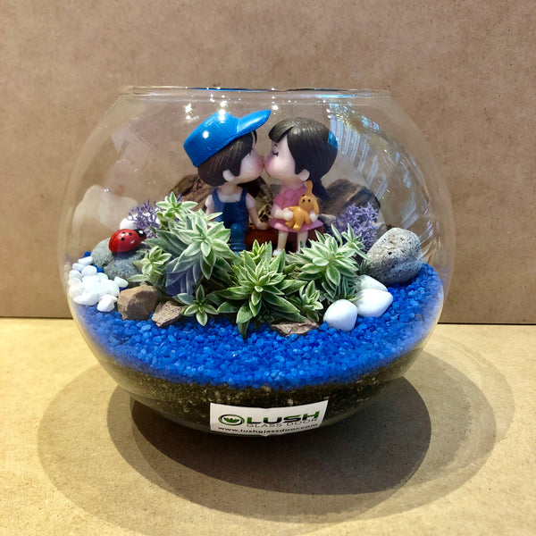 Customized Hendrix Couple Succulent Bowl Terrarium by Lush Glass Door Singapore