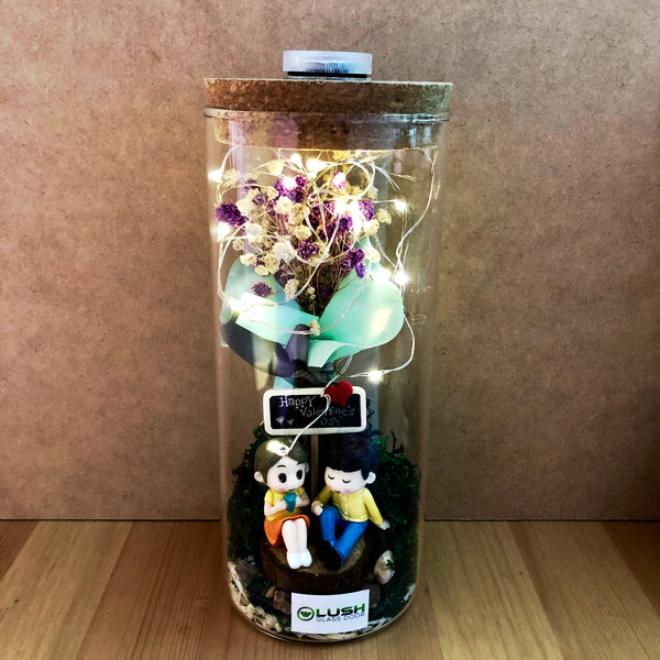 Customized Yuki Eternal Baby Breath Dried Flower Fairy Light Glass Jar by Lush Glass Door Singapore