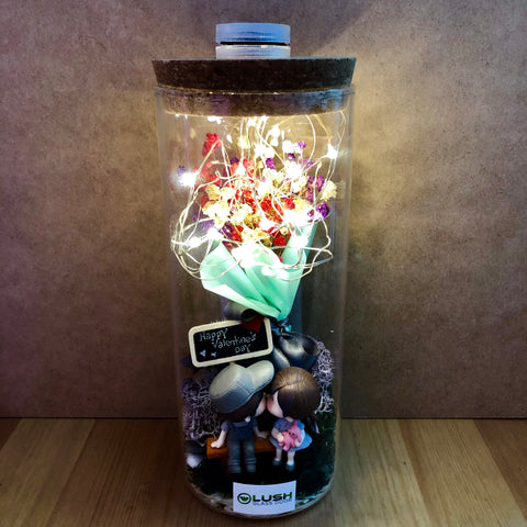 Customized Colm Eternal Baby Breath Dried Flower Fairy Light Glass Jar by Lush Glass Door Singapore