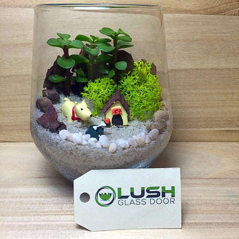 Customized Cute Doggie with Kennel Themed Succulents Terrarium by Lush Glass Door Singapore