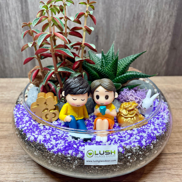 CNY Rabbit Year 2023 Succulents Arrangement Mid Range Terrarium
