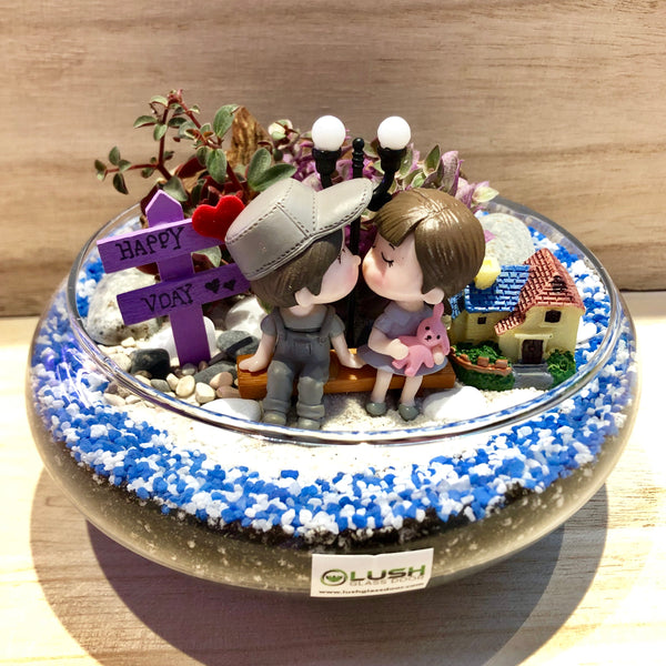 Lovey Dovey Themed Succulents Mid Range Terrarium