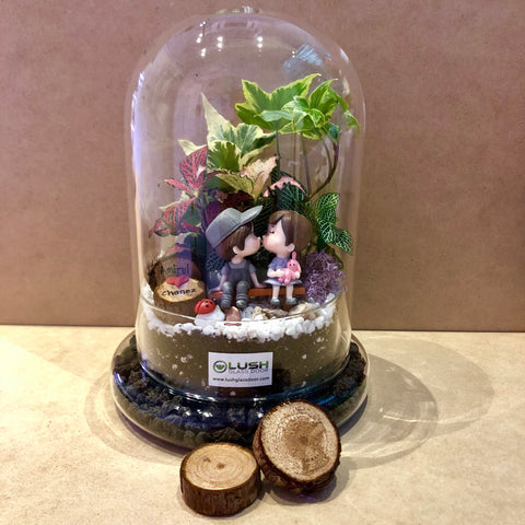 Customized Nadine Love Forever Dome Terrarium (L) by Lush Glass Door Singapore