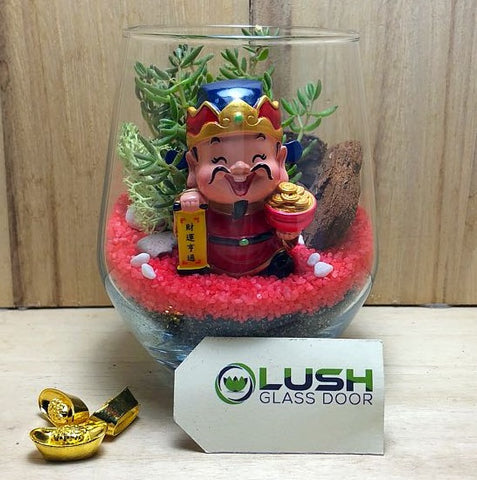 Customized Royce Auspicious Succulent Terrarium by Lush Glass Door Singapore