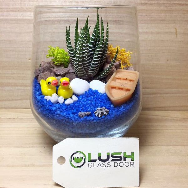 Customized Cute Duck by the Pond Themed Succulents Terrarium by Lush Glass Door Singapore