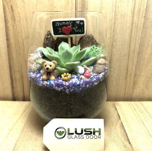 Customized Mother's Day Irving Succulent Terrarium by Lush Glass Door Singapore 