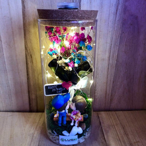 Customized Tristan Eternal Baby Breath Dried Flower Fairy Light Glass Jar by Lush Glass Door Singapore
